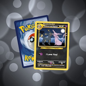 Carte personnalisée Umbreon et Espeon Je t'aime