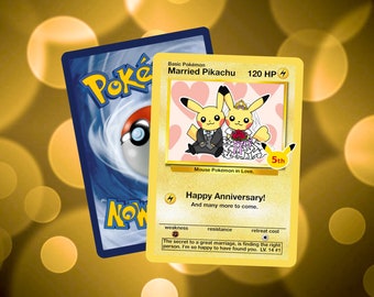 Custom Wedding Anniversary Pikachu Pokemon Card