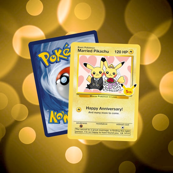 Custom Wedding Anniversary Pikachu Pokemon Card 