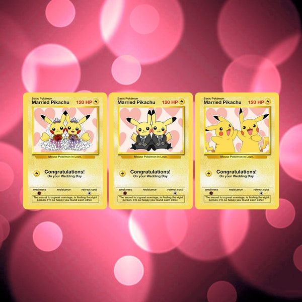 Custom Wedding Pikachu Groom and Groom / Bride and Bride / Non-Binary Pokemon Card LQBTQ