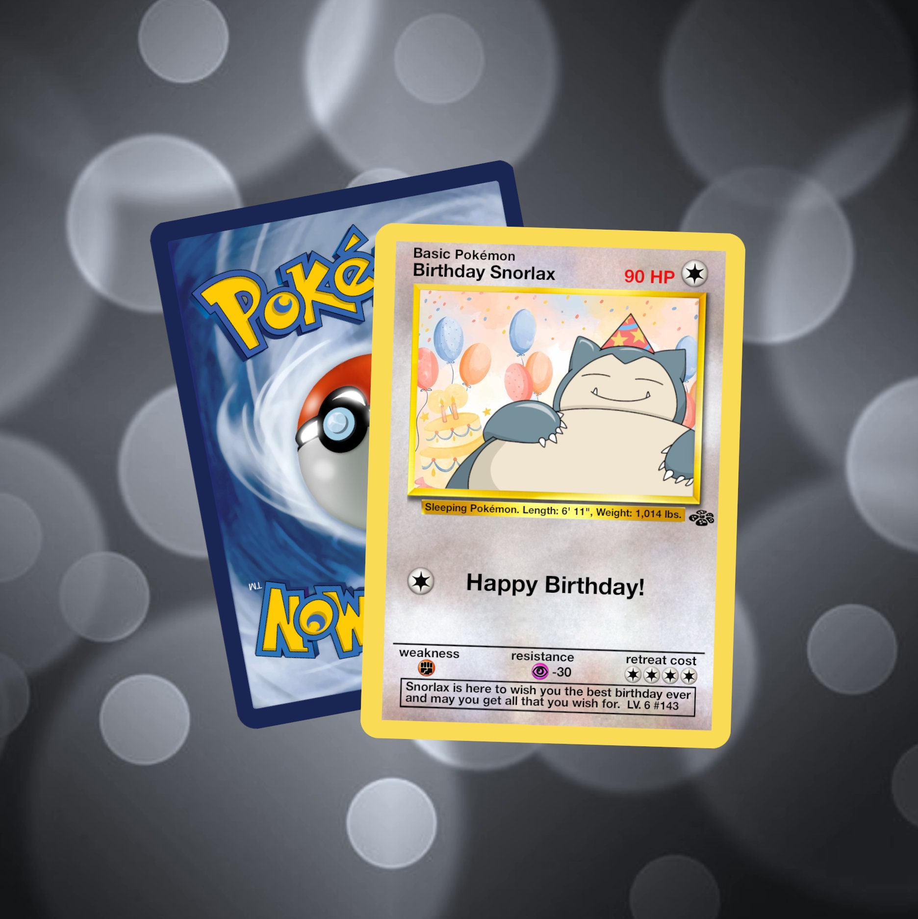 Custom Birthday Snorlax Pokemon Card 