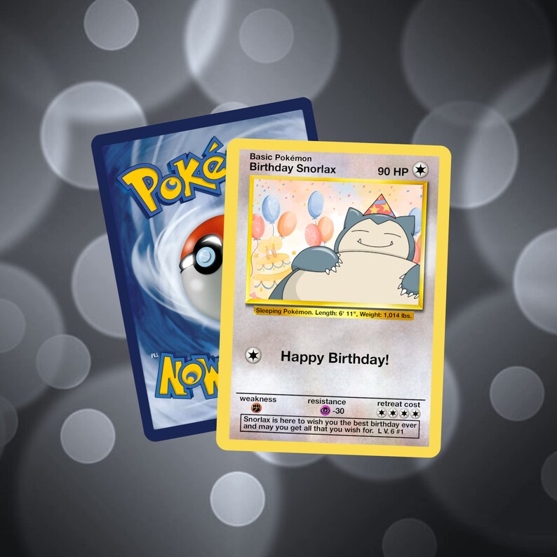 Custom Birthday Snorlax Pokemon Card - Etsy Canada