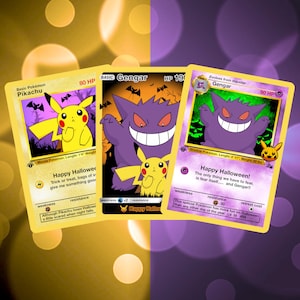Custom Halloween Gengar & Pikachu Cards Trick or Trade style