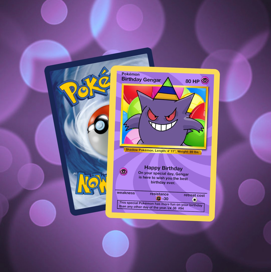 Custom Gengar Birthday Pokemon Card - Etsy UK