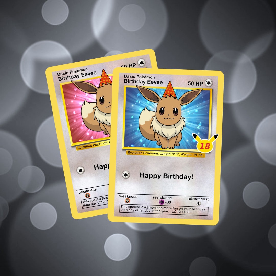 Custom Eevee Birthday Pokemon Card - Etsy