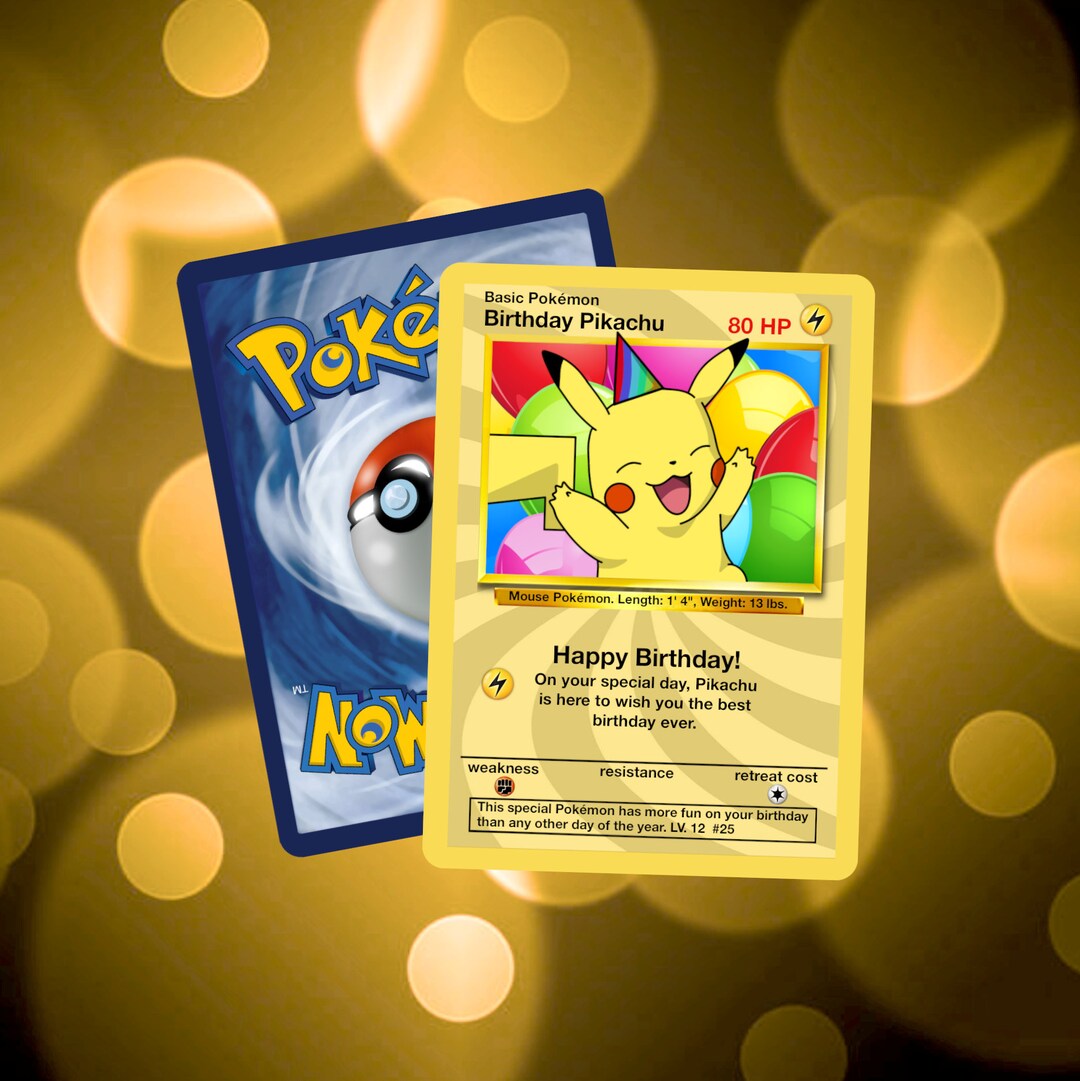 Custom Pikachu Pokemon Birthday Card - Etsy