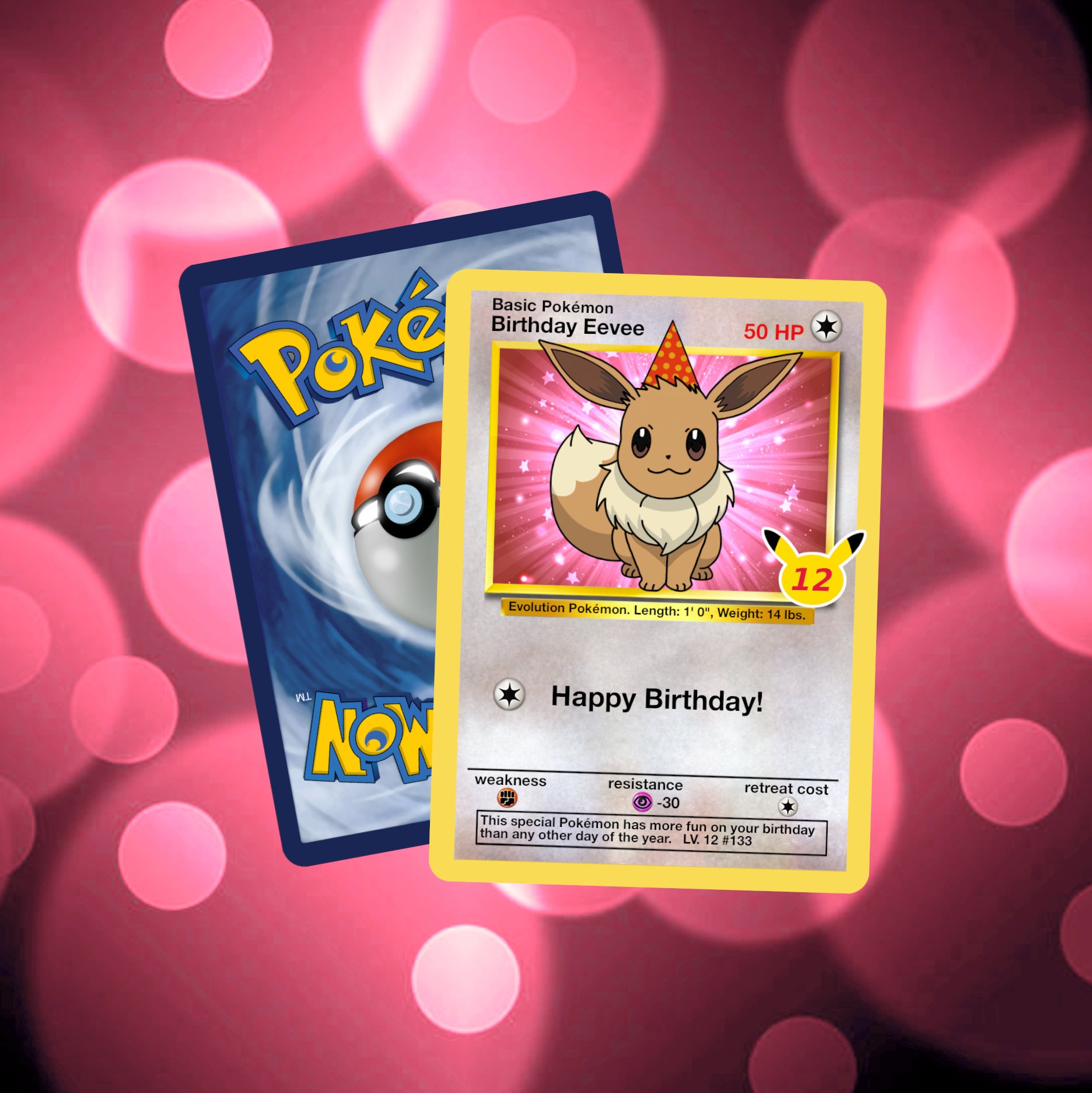 Custom Eevee Birthday Pokemon Card 