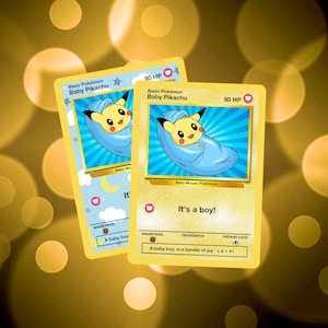 Carte personnalisée bébé Pikachu c'est un garçon