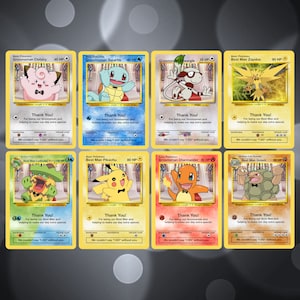 Garçon d'honneur personnalisé / carte Pokémon meilleur homme Pikachu Charmander Squirtle Clefairy Zapdos Golem Ludicolo 2/4 (autres personnages disponibles)