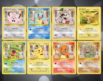 Custom Groomsman / Best Man Pokemon Card Pikachu  Charmander Squirtle Clefairy Zapdos Golem Ludicolo 2/4 (Other characters available)