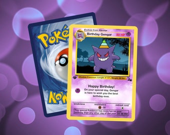 Custom Gengar Happy Birthday Pokemon Card