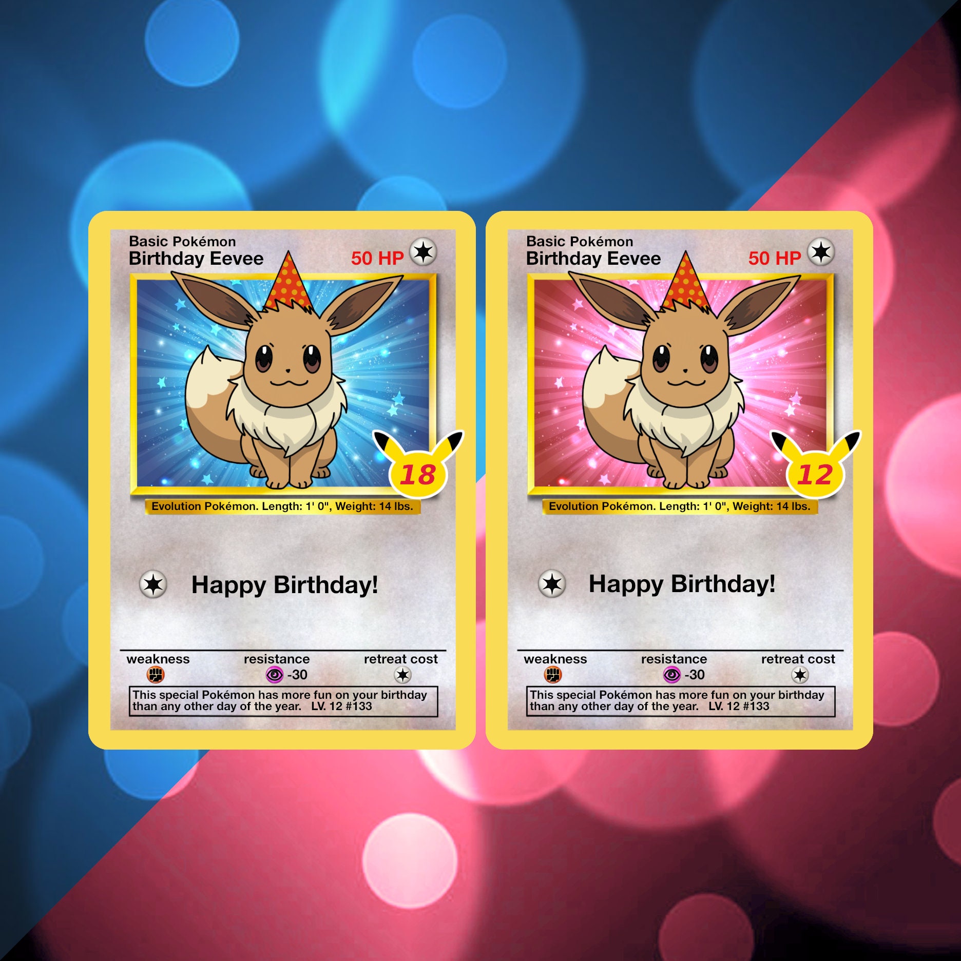 Custom Eevee Birthday Pokemon Card 