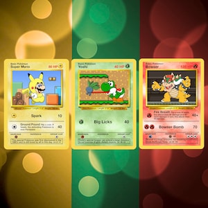 Pikachu Super Mario, Yoshi & Bowser Custom Cards