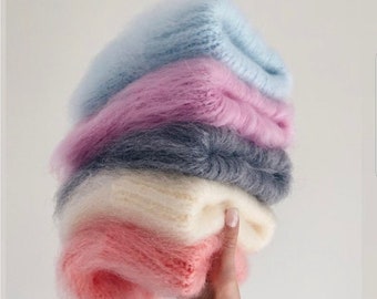 Mohair beanie multicolour hat COLOUR of CHOICE