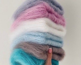 Mohair beanie multicolour hat colour  of choice