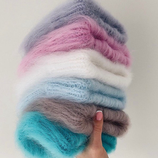 Bonnet en mohair multicolore couleur au choix