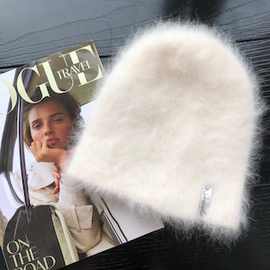 Beanie Doppelmütze Mütze Angora warme Mütze