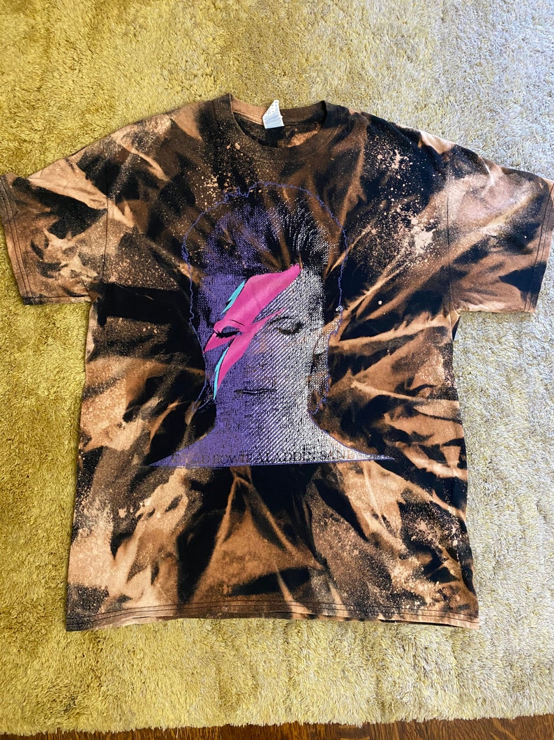 BRAND NEW David Bowie tie dye bleached tee