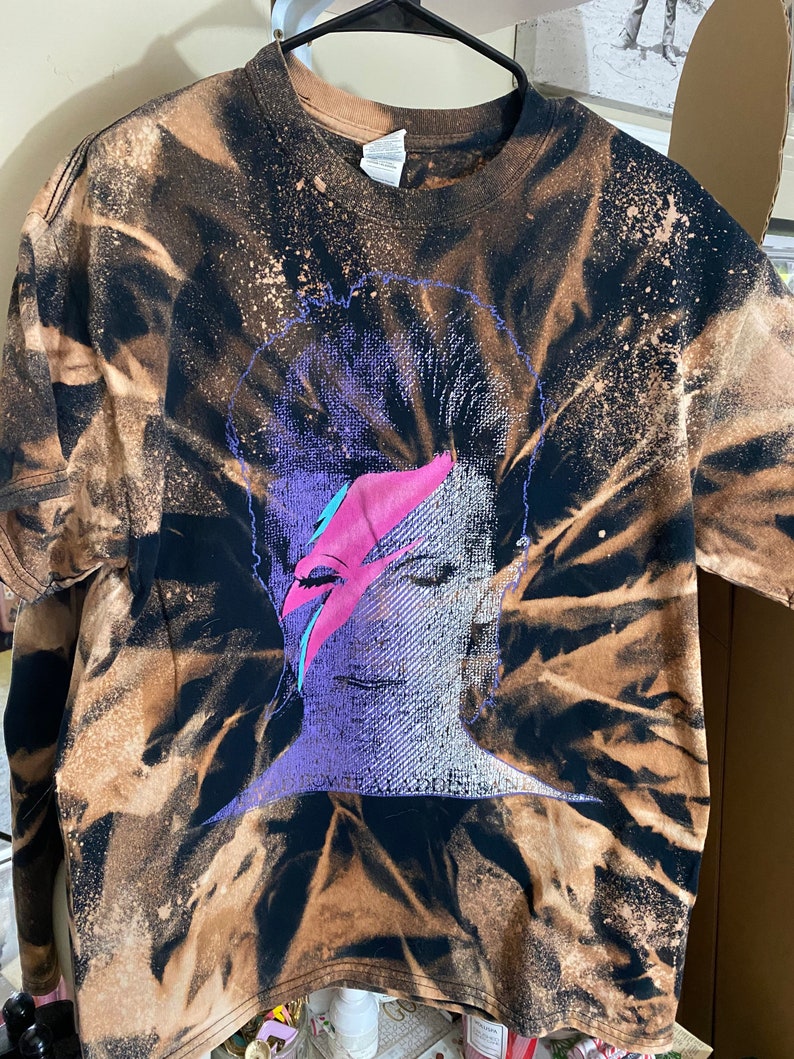 BRAND NEW David Bowie tie dye bleached tee