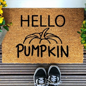 Hello pumpkin mat svg, Doormat svg, door mat svg, doormat svg cut design, Fall autumn pumpkin svg cutting file, doormat cricut silhouette