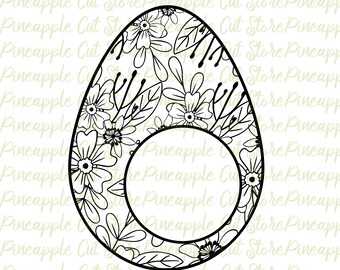 Easter Svg, Floral Easter egg Monogram Svg, Easter egg Dxf Png, Easter Vector, Easter Cut File, Cutting File For Cricut, Digital Download