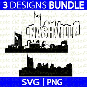 City Skyline SVG/PNG, Nashville svg, City silhouette vector file, City Cricut digital download, Architecture svg bundle, Skyscraper vector