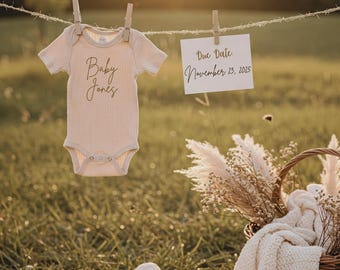 Beige Pregnancy Announcement | Vintage Baby Announcement | Baby Reveal | Editable Template | Baby Announcement | Boho Pregnancy Announcement