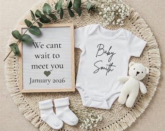 Neutral Pregnancy Announcement | Minimalist Baby | Baby Reveal | Editable Template | Baby Announcement