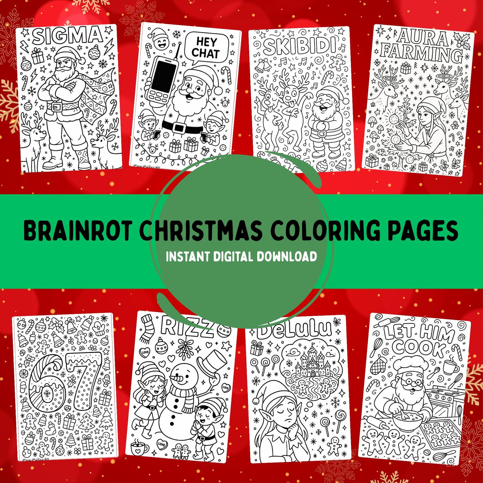 10 Brainrot Coloring Pages | Brainrot Christmas | Brainrot Christmas ...