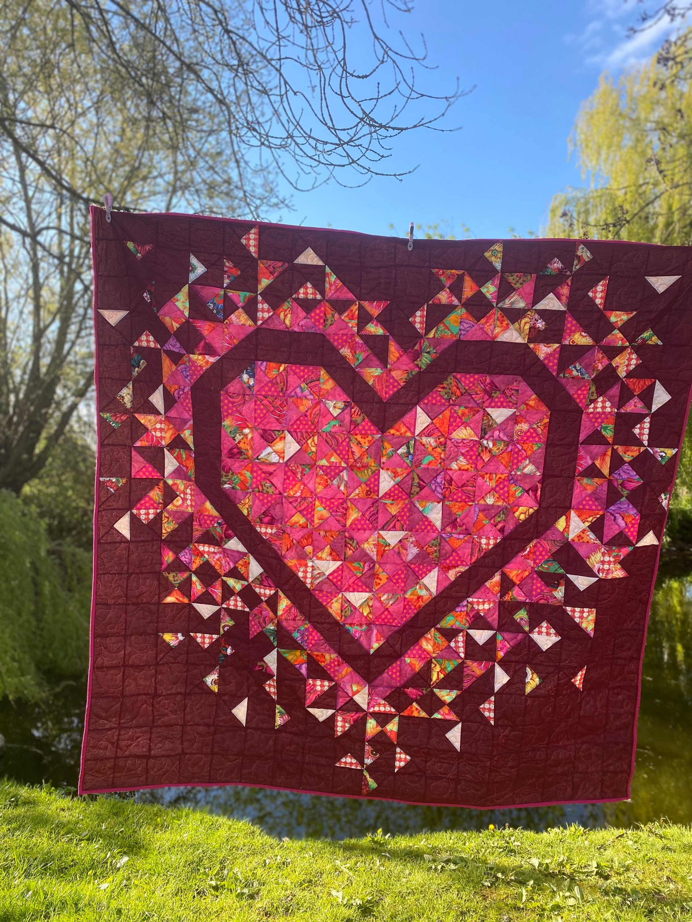 Kafe Fassett double bed Exploding Heart quilt Etsy