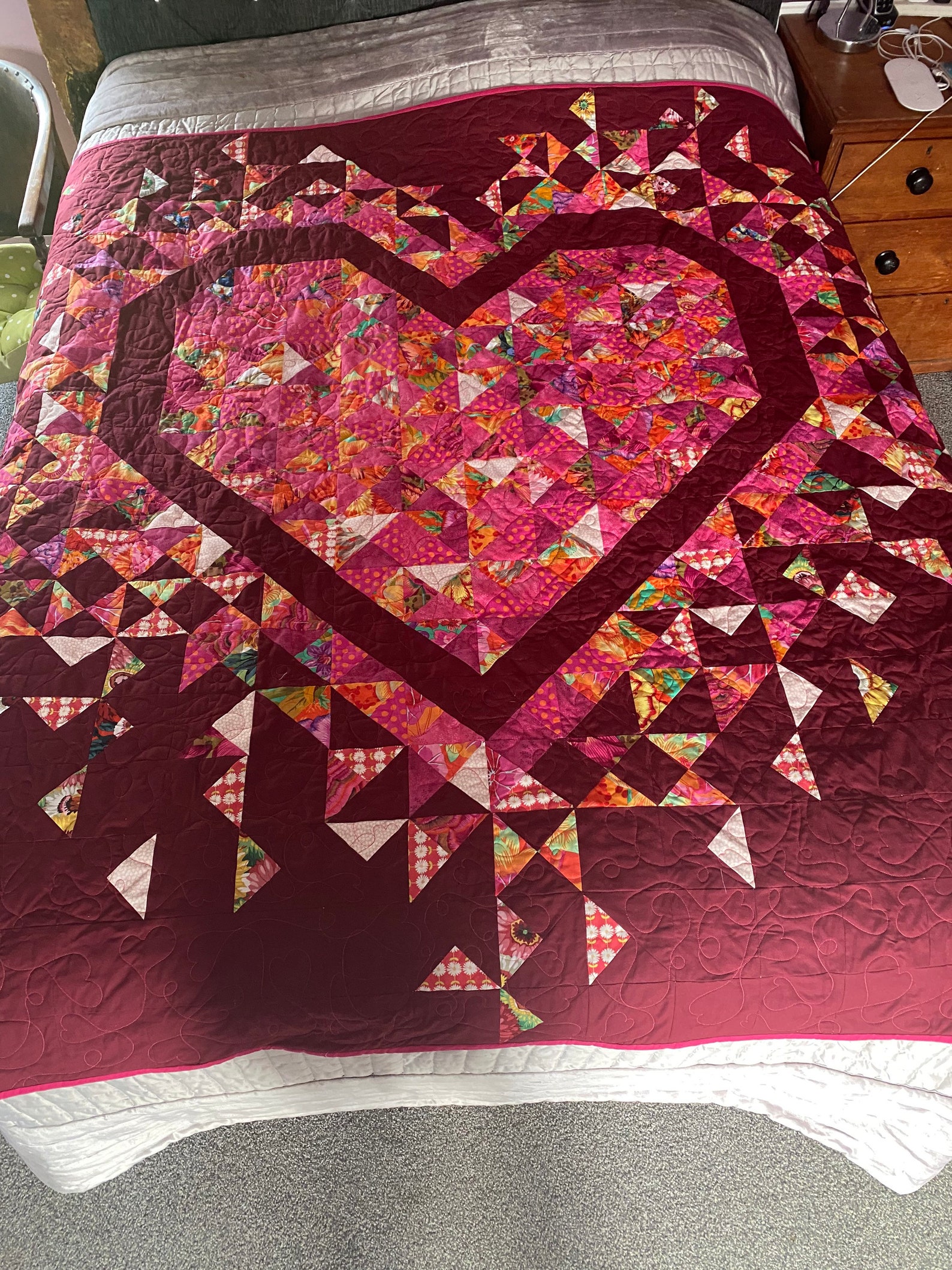 Kafe Fassett double bed Exploding Heart quilt Etsy