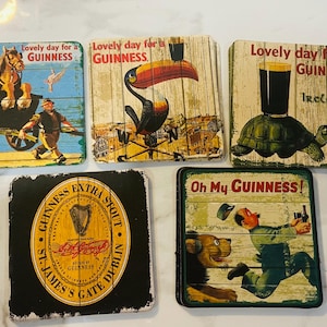 Lovely Day for a Guinness Coaster Set of 20 New in Pack Assorted Toucan Turtle Horse Lion Beer Mats Gilroy Artwork