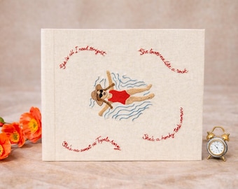 Custom Song Lyric Embroidered Album – Personalized Hand Embroidered Keepsake Book – Luxury Romantic Gift
