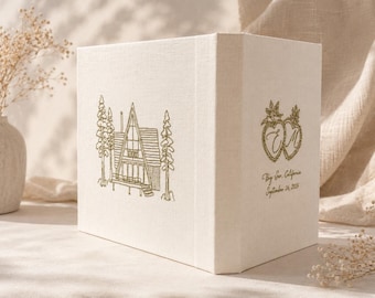 Personalized Wedding Guest Book - Custom Venue Hand Embroidery Guestbook - Handmade Wedding Album - Custom Wedding Keepsake