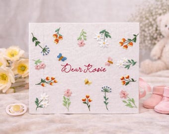 Personalized Baby Memory Book - Hand Embroidered Baby Album - Custom Baby Keepsake Book - Baby Shower Gift - Newborn Memory Book