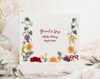 Luxury Wedding Guest Book with Hand Embroidered Cover – Personalized Heirloom Album - Custom Design - Keepsake Photobook