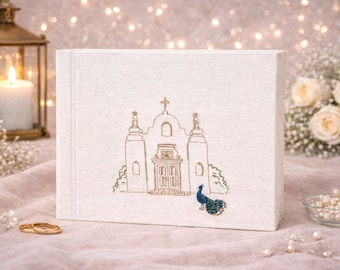 Personalized Wedding Guest Book - Custom Venue Hand Embroidery Guestbook - Handmade Wedding Album - Custom Wedding Keepsake