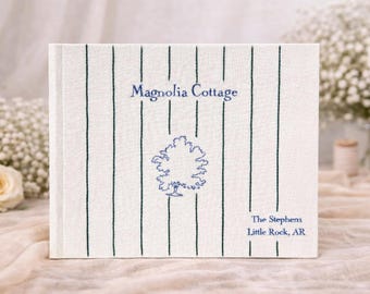 Personalized Guest Book – Hand Embroidered Signing Book – Custom Album – Luxury Keepsake