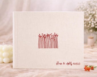 Custom Embroidered Wedding Guest Book – Minimalist Wedding Album – Personalized Keepsake Book - Luxury Signing Book