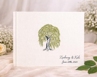 Personalized Guest Book – Hand Embroidered Tree Design Guestbook – Custom Wedding Album – Luxury Keepsake Heirloom
