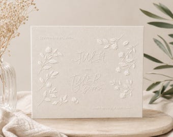 Custom Hand Embroidered Wedding Guest Book – Personalized Keepsake Book - Luxury Signing Book - Whitework Embroidery