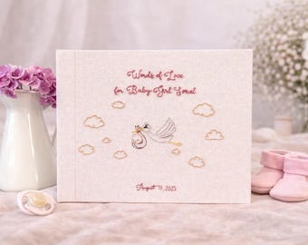 Personalized Baby Memory Book - Hand Embroidered Baby Album - Custom Baby Keepsake Book - Baby Shower Gift - Newborn Memory Book
