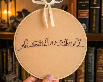 Lord of the Rings Embroidery Hoop - Fellowship of the Ring Line Art - Tolkien Inspired Wall Decor - Minimalist Fantasy Embroidery- LOTR Gift