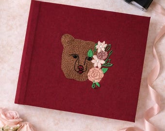 Personalized Baby Memory Book - Hand Embroidered Baby Album - Custom Baby Shower Gift - Newborn Keepsake Book