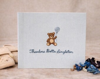 Personalized Baby Memory Book - Hand Embroidered Baby Album - Custom Baby Shower Gift - Newborn Keepsake Book