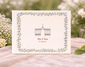 Personalized Floral Wedding Guest Book – Hand Embroidered Photobook – Custom Wedding Album – Luxury Keepsake Heirloom
