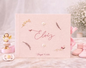 Personalized Baby Memory Book - Hand Embroidered Baby Album - Custom Baby Keepsake Book - Baby Shower Gift - Newborn Memory Book