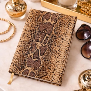 Luxus Schlangen Print Notizbuch - Handgefertigtes Fashion Journal - Elegantes Python Muster Tagebuch - Stilvolles Geschenk für Sie