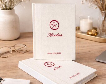Personalized Wedding Vow Books Set - His and Hers Vow Book - Custom Hand Embroidered Vows - Bride Groom Ceremony Keepsake - Wedding Gift