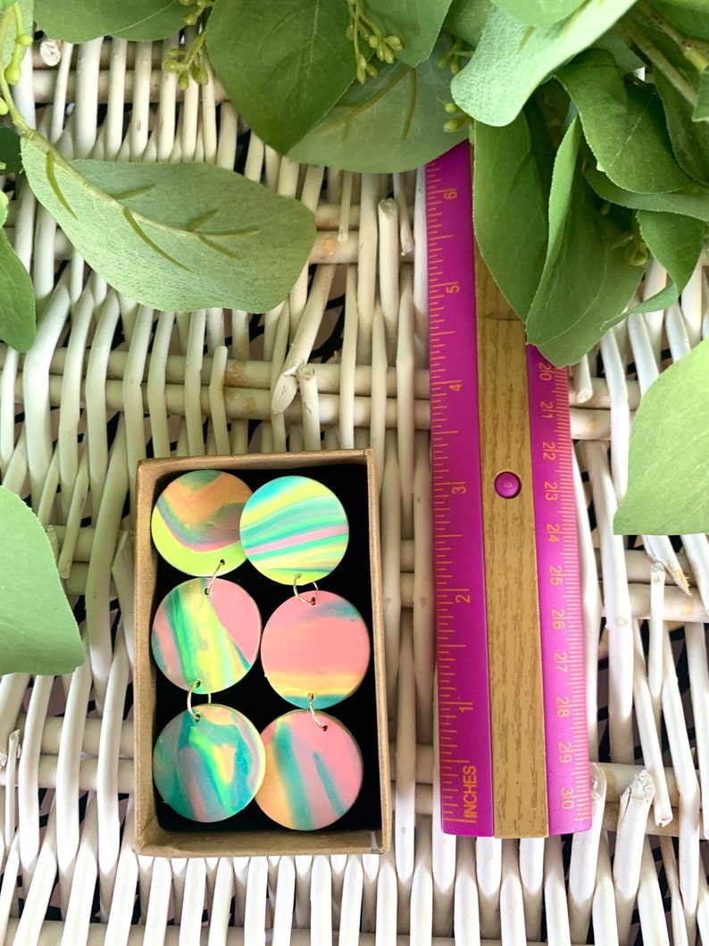 Rainbow Marble Polymer Earrings